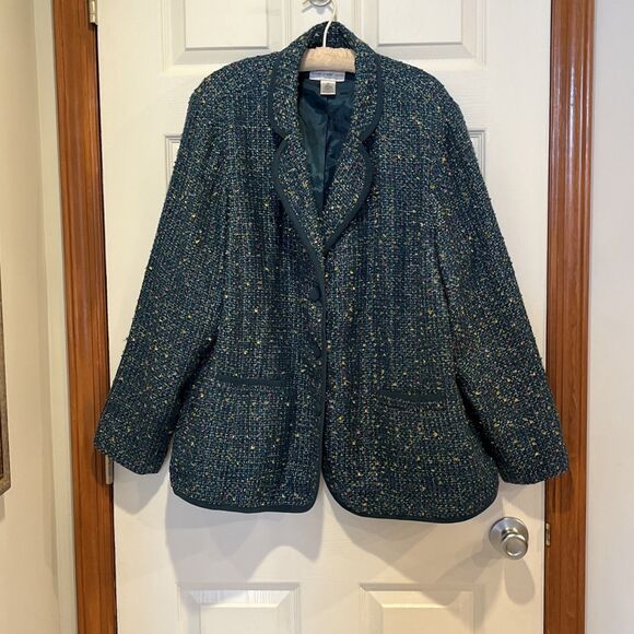 NWOT Susan Graver  Blazer Green Tweed Multicolored Blazer Suit Size 2X - Picture 1 of 11